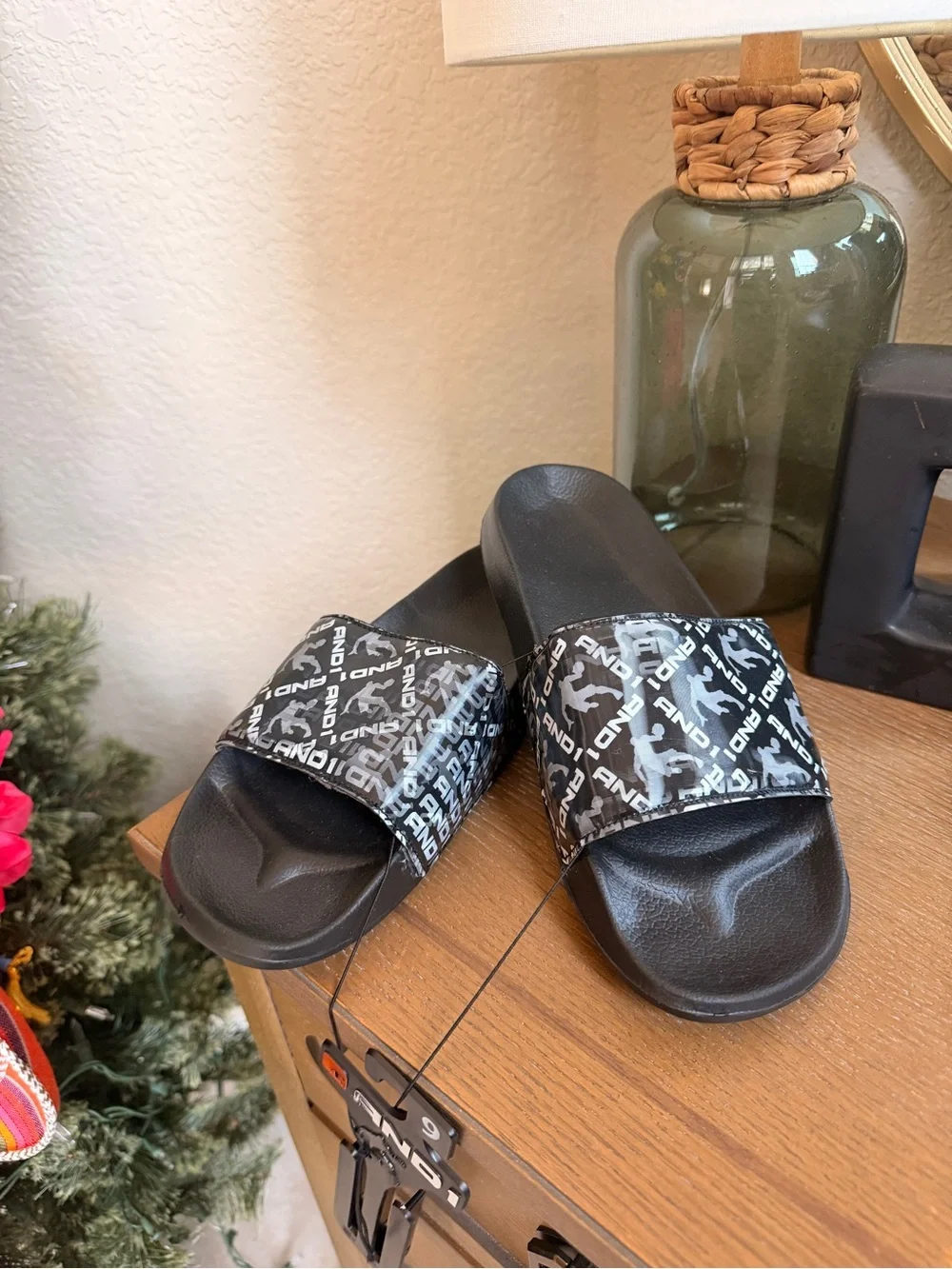 And1 Black Logo Slide Sandals for Kids